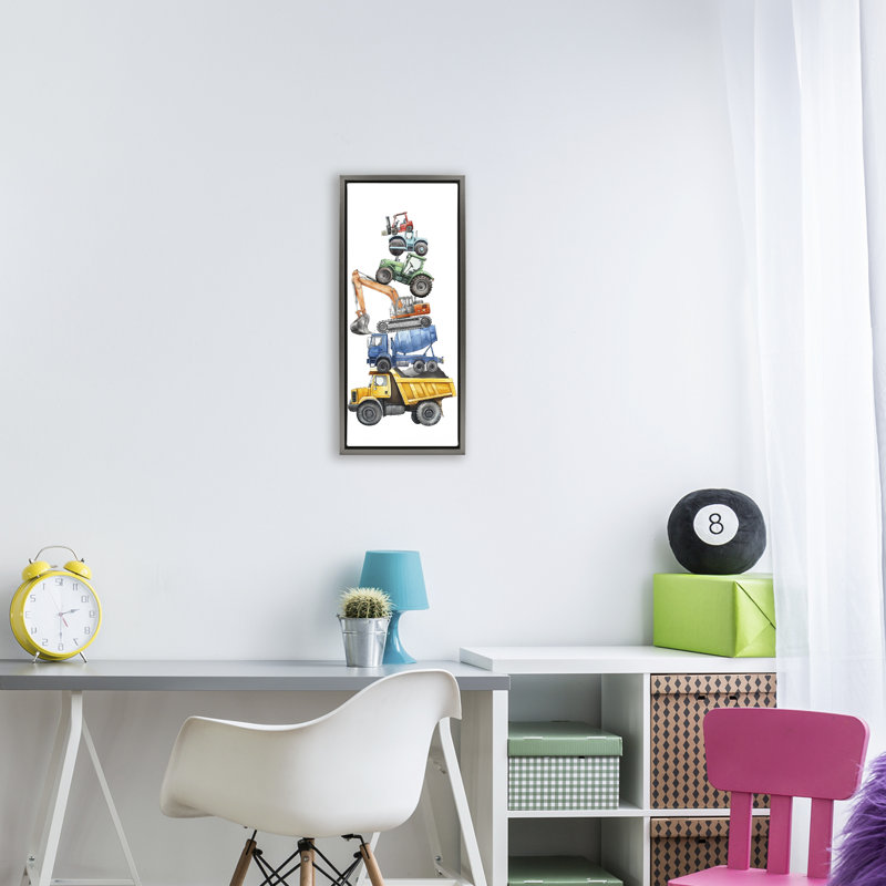 Cadre flottant Keep Keep Construction, par Christine Simpson Art, Cadre flottant gris lustré, H 25 po x l 11 po