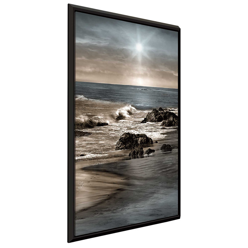 «Blue Sea Sunset II», reproduction sur toile, H 63,5 po x l 39,5 po x P 2 po, Cadre flottant noir