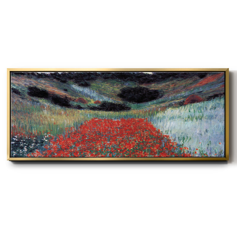 «Poppy Field In Giverny» par Monet, reproduction d'art sur toile, H 24 po x l 60 po x P 1,5 po, Or