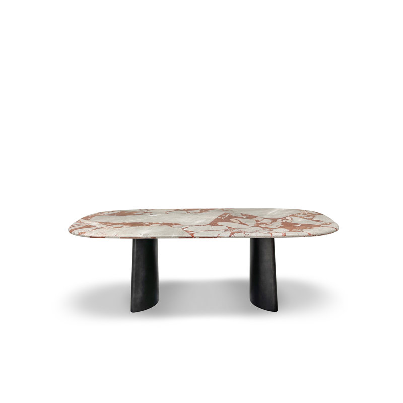 Rosvara Red Matte Natural Stone Dining Table