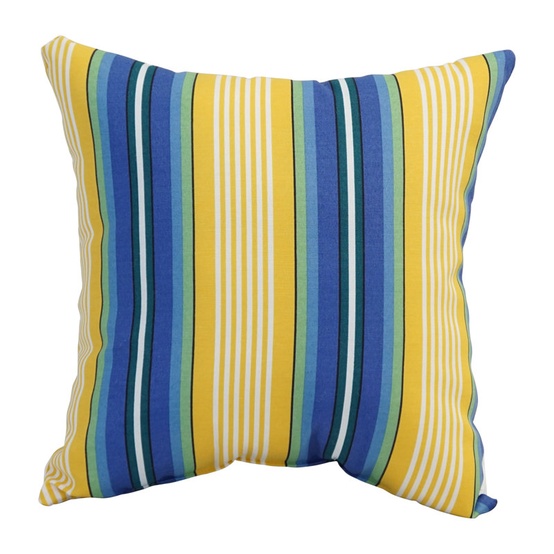 Coussin décoratif rayé intérieur / extérieur de la collection Outdoor Cushion, Bleu / Jaune