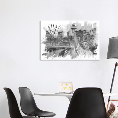 Trendy Manhattan Collage by Melanie Viola - Wrapped Canvas Print
