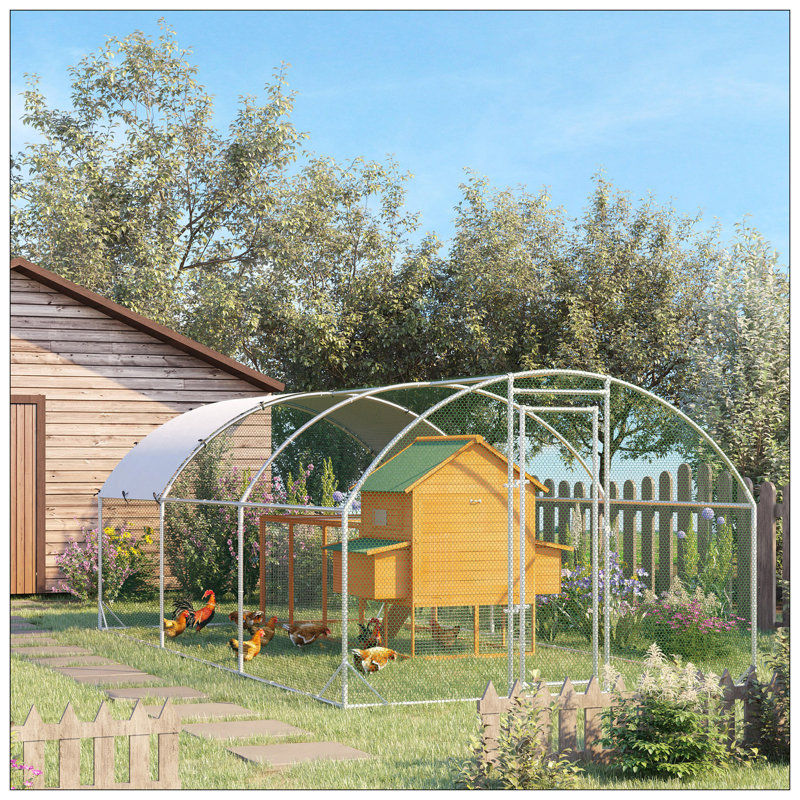 Grand poulailler en métal avec couvercle imperméable et résistant aux rayons UV