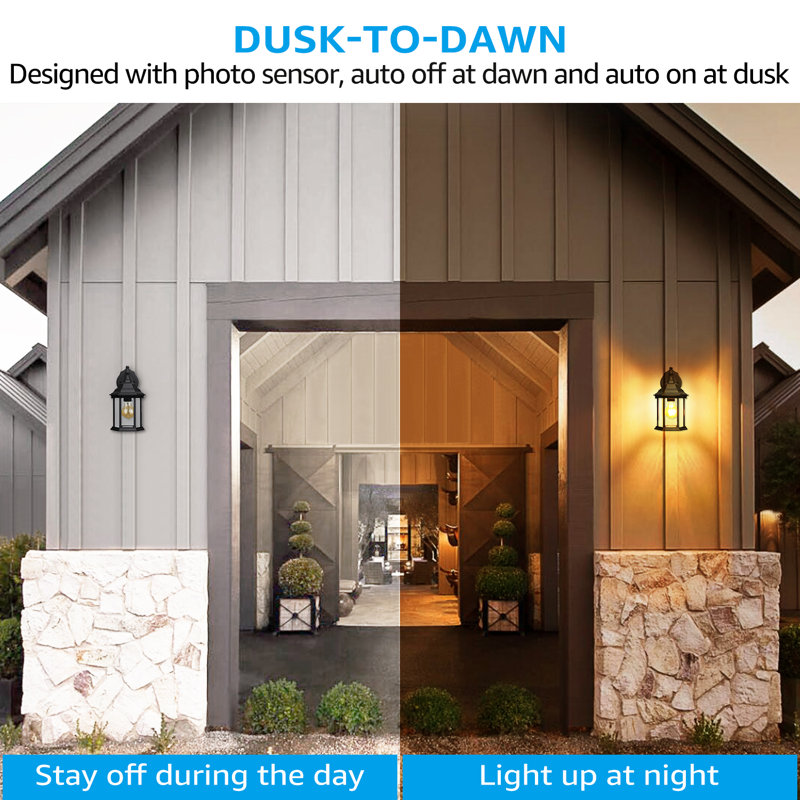 Depace Dusk to Dawn Sensor Wall Lantern, Outdoor Porch Light, E26 Bulbs Compatible, UL Listed