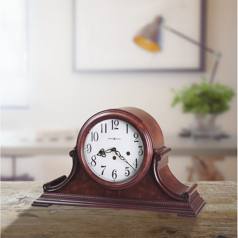 Traditional Analogue Elm Mechanical Tabletop Clock in, Cherry