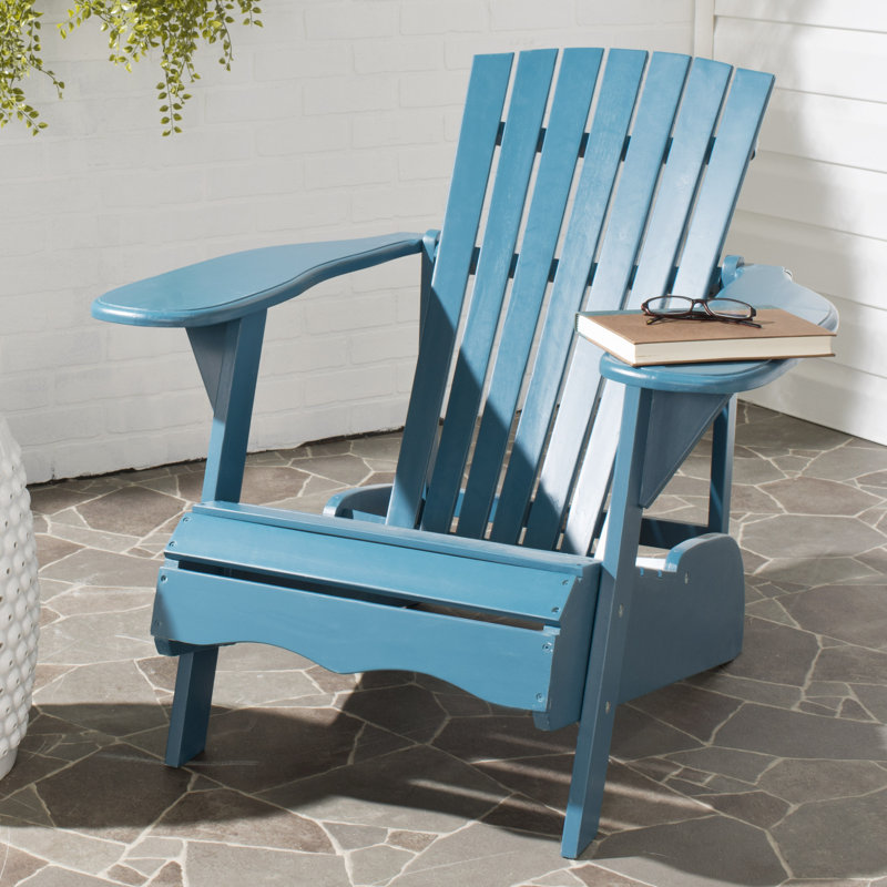 Chaise Adirondack en bois Melida, Bleu sarcelle