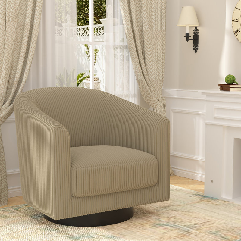 Fauteuil demi-tonneau pivotant Corduroy, Chameau du désert