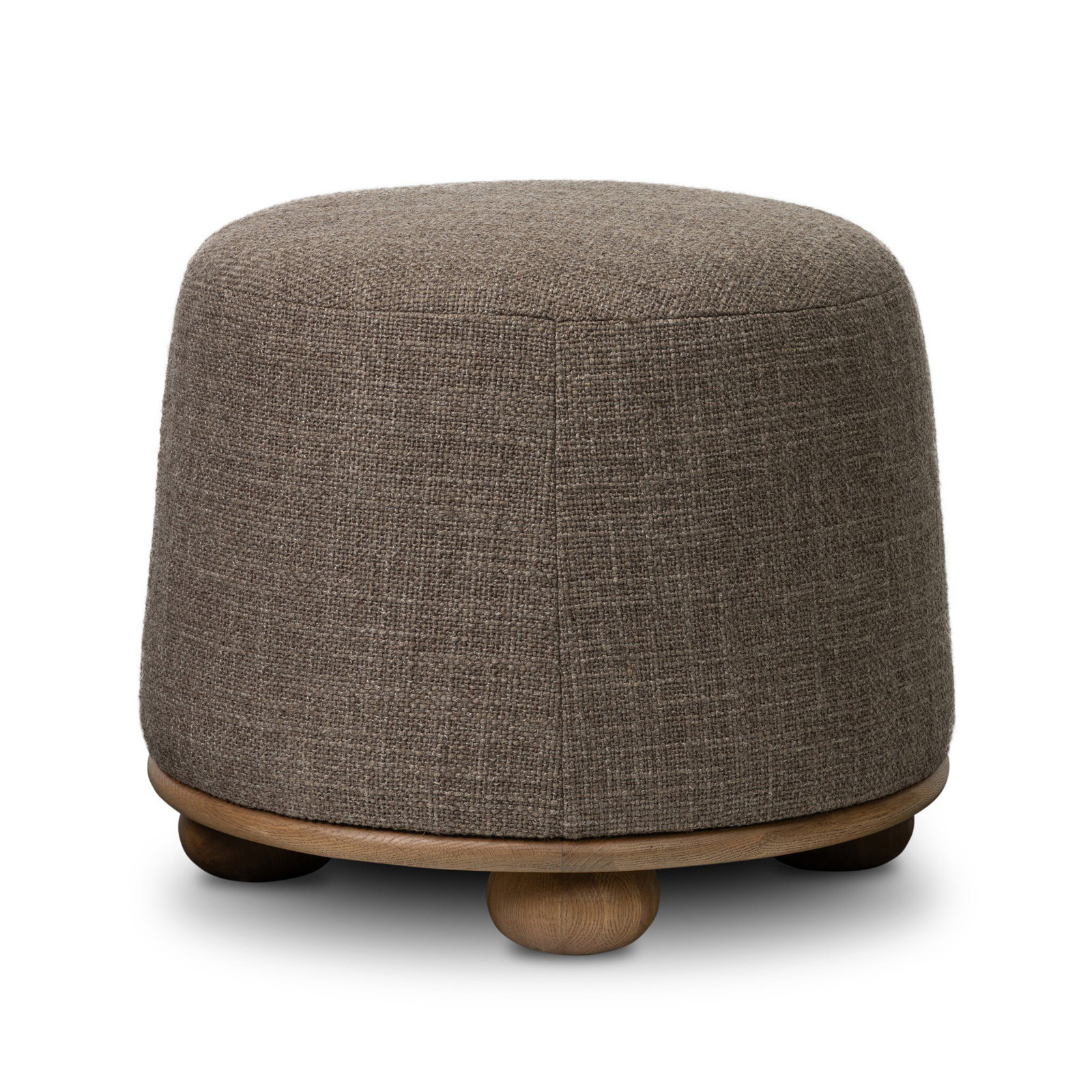Caraway Upholstered Ottoman, Saxon Mink Textured Performance Basketweave