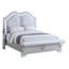 Lit double Mody avec DEL, banc de pied de lit, revêtement en tissu argenté, gris
