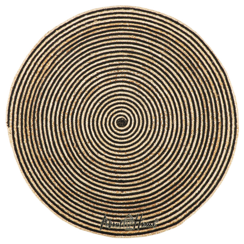 Round Striped Hand Woven Indoor / Outdoor Area Rug, Round 90cm