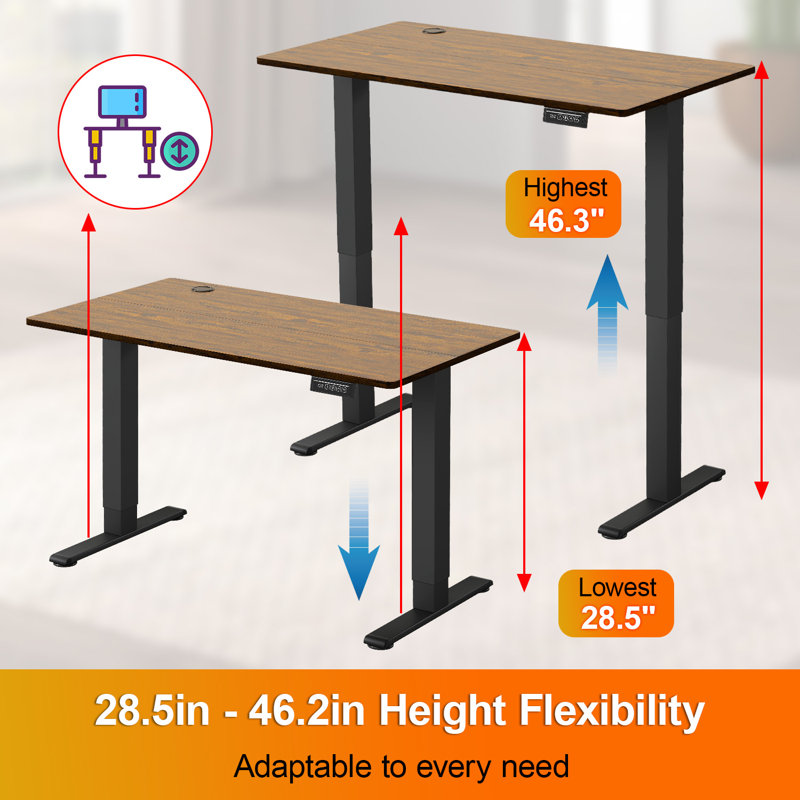 Electric Standing Desk Height Adjustable Office Desk Large Space Computer Desk Writing Table With Headphone Holder 2 Memory Adjustable Function For Home Office