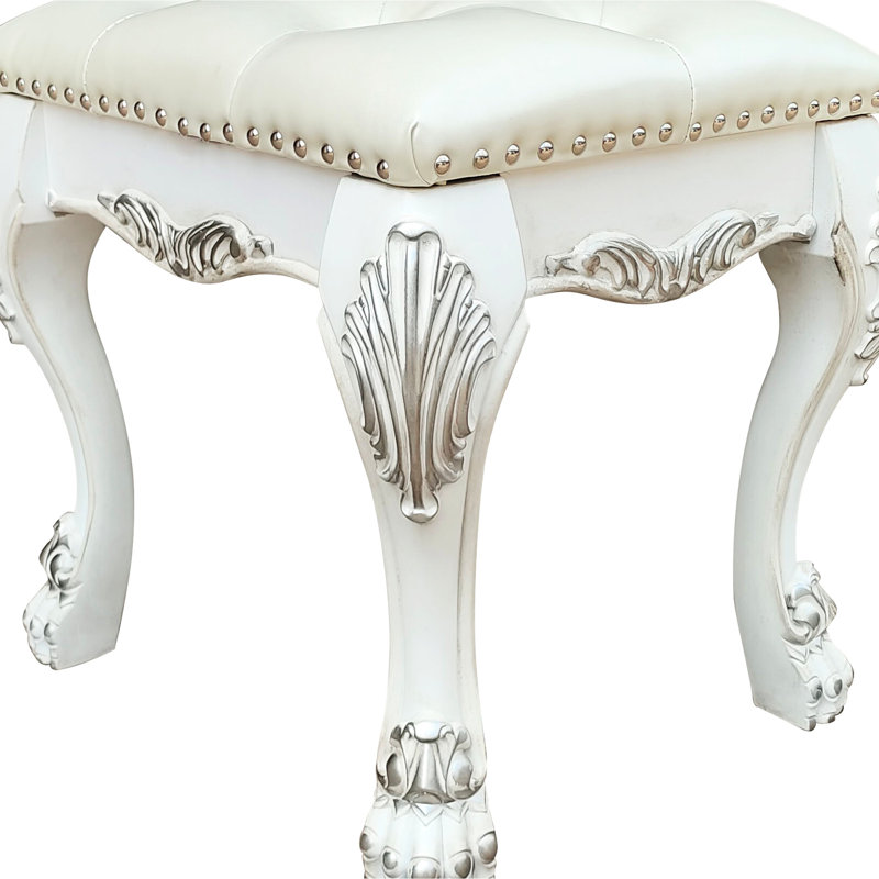 Tabouret de coiffeuse blanc Ii - capacité de poids de 220 lb, largeur de siège de 21 po, profondeur de 17 po et qualité de chaise à finition os durable
