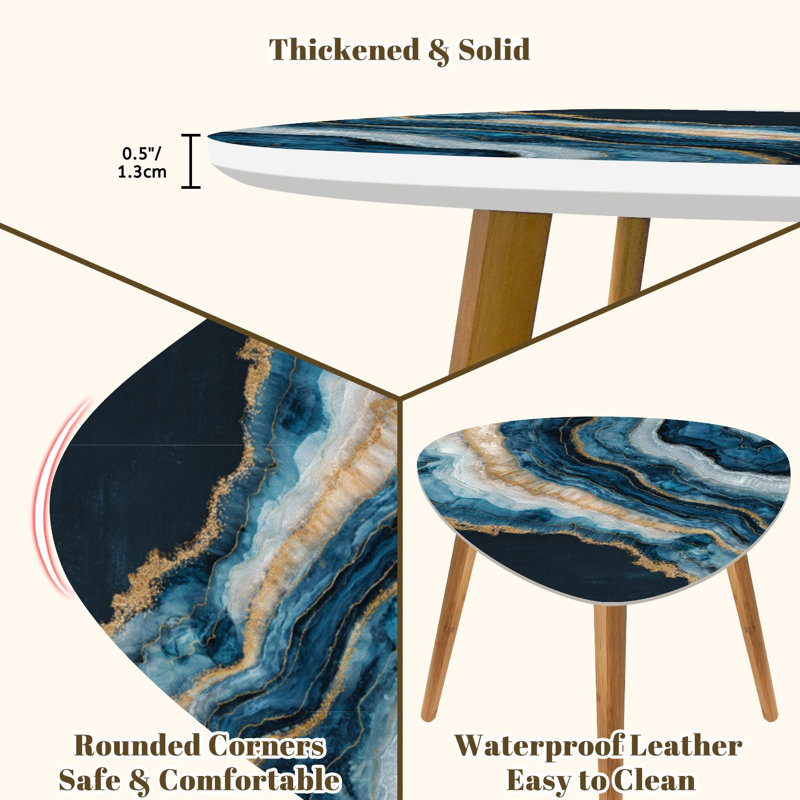 Ensemble de 2 tables basses gigognes Triangle Nesting, Dark Blue/Brown