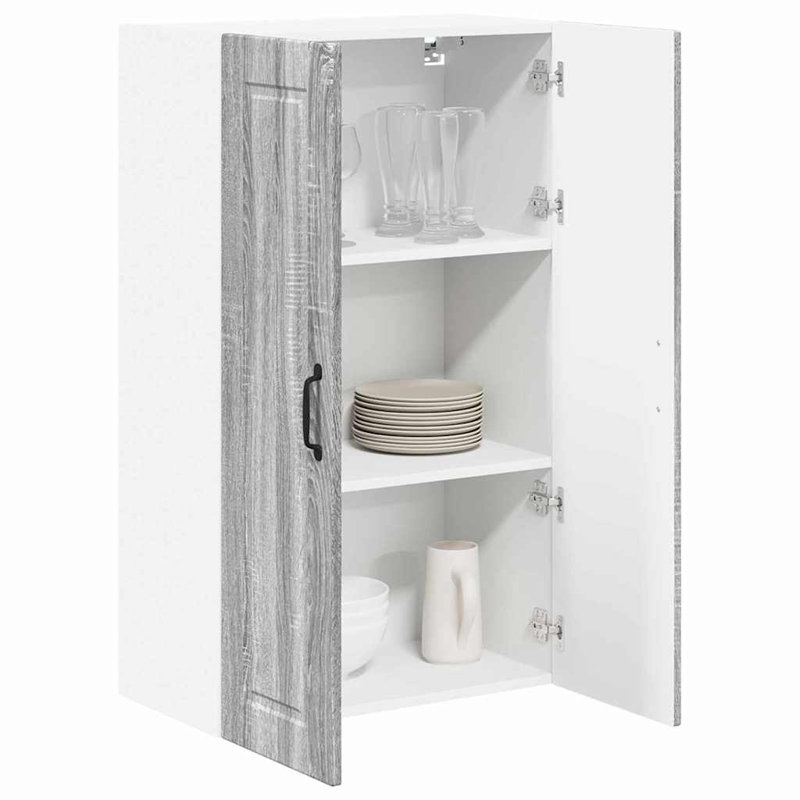 Vidaxl Kitchen Wall Cabinet High Gloss White 60 X 31 X 100 Cm, 100cm H x 60cm W x 31cm D, Grey Sonoma