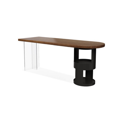 62.99" Nut-brown Half-circle Solid Wood desks