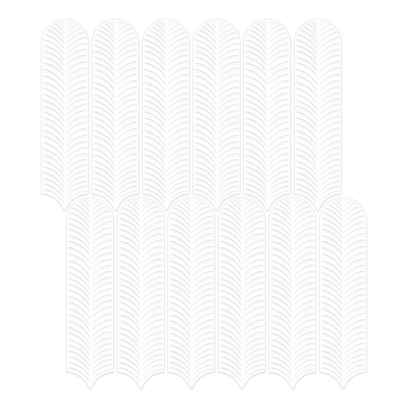 Carrelage mural en céramique brillante 3D 3 po x 12 po Feather (20 pièces, 4,84 pieds carrés / caisse), Blanc