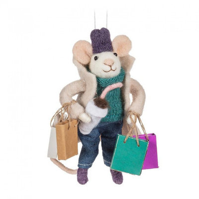 Ornement de souris sur une virée de magasinage