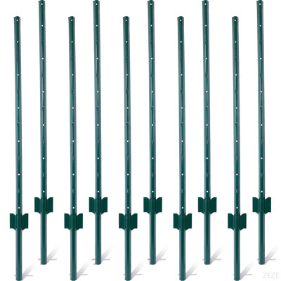 Poteaux de clôture 4 pieds - paquet de 10, poteau de clôture en métal robuste avec rainure en U, poteau de clôture en U en acier pour maintenir la clôture en fil de fer, poteaux d'ancrage en coin, etc.