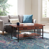 Ironcraft Solid Wood Coffee Table with Drawer in Mission Oak