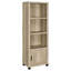 Distressed Pine 3 - Shelf Media Tower, Engineered Wood, Four Storage Compartments, For Restricted Spaces Wood Tower With Finish, Vertical Orientation Space Efficiency, Ideal Primary Living