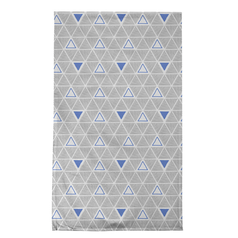 Torchon triangle dessiné à la main, Gris/bleu, Croisé en coton