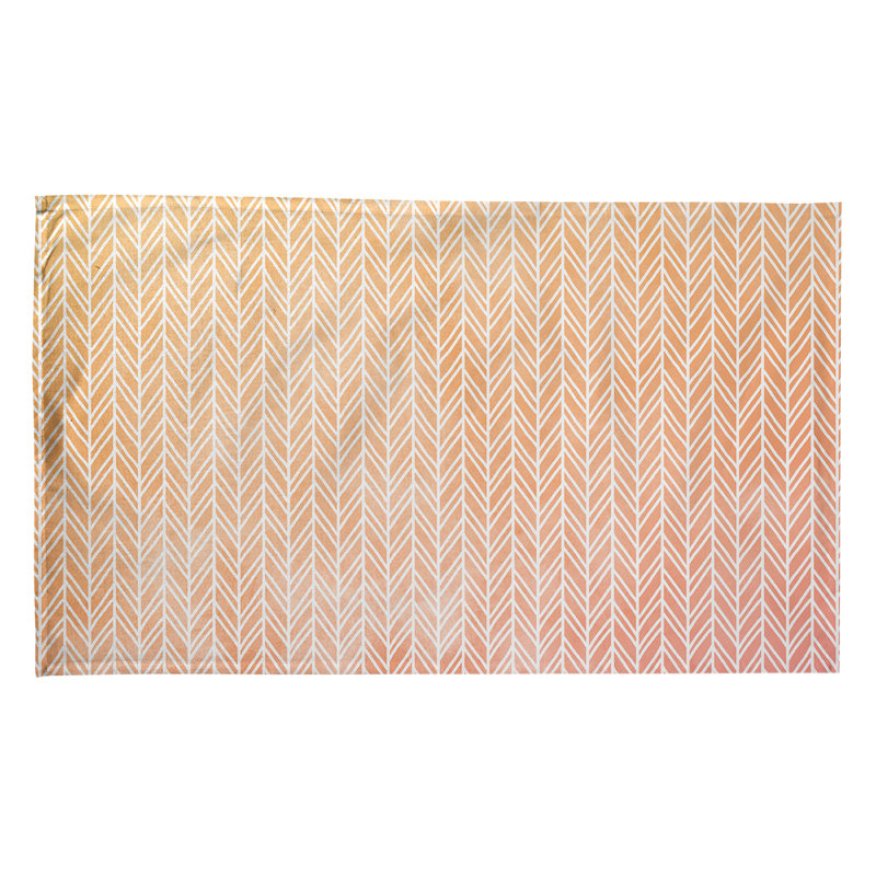 Serviette à thé à motif chevrons, Polyester sergé, Orange