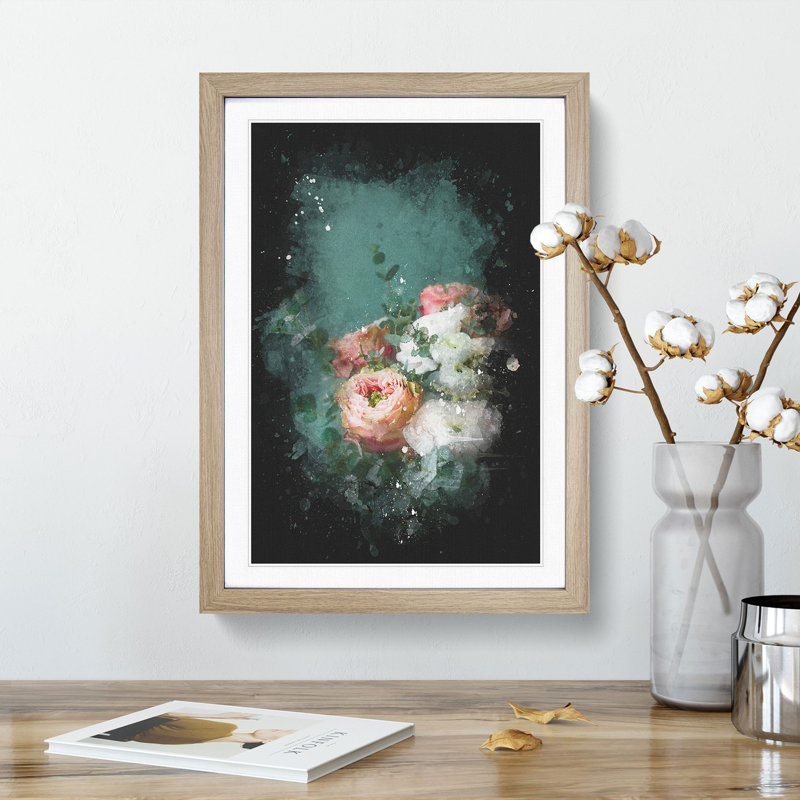 Bouquet of Flowers - Picture Frame Painting Print, Oak Framed, 87cm H x 62cm W x 2cm D