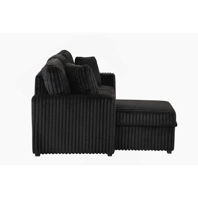 Plush Sectional Sofa W/ Pull Out Sleeper made with Velvet fabric