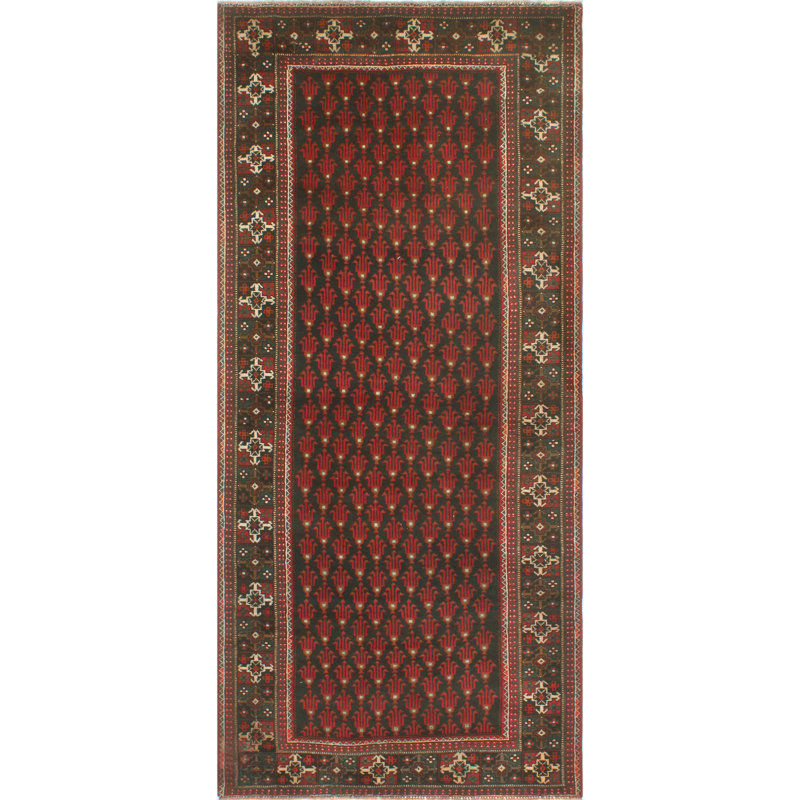 One-of-a-Kind 4'2" X 9'6" 1980s Runner Wool Area Rug in