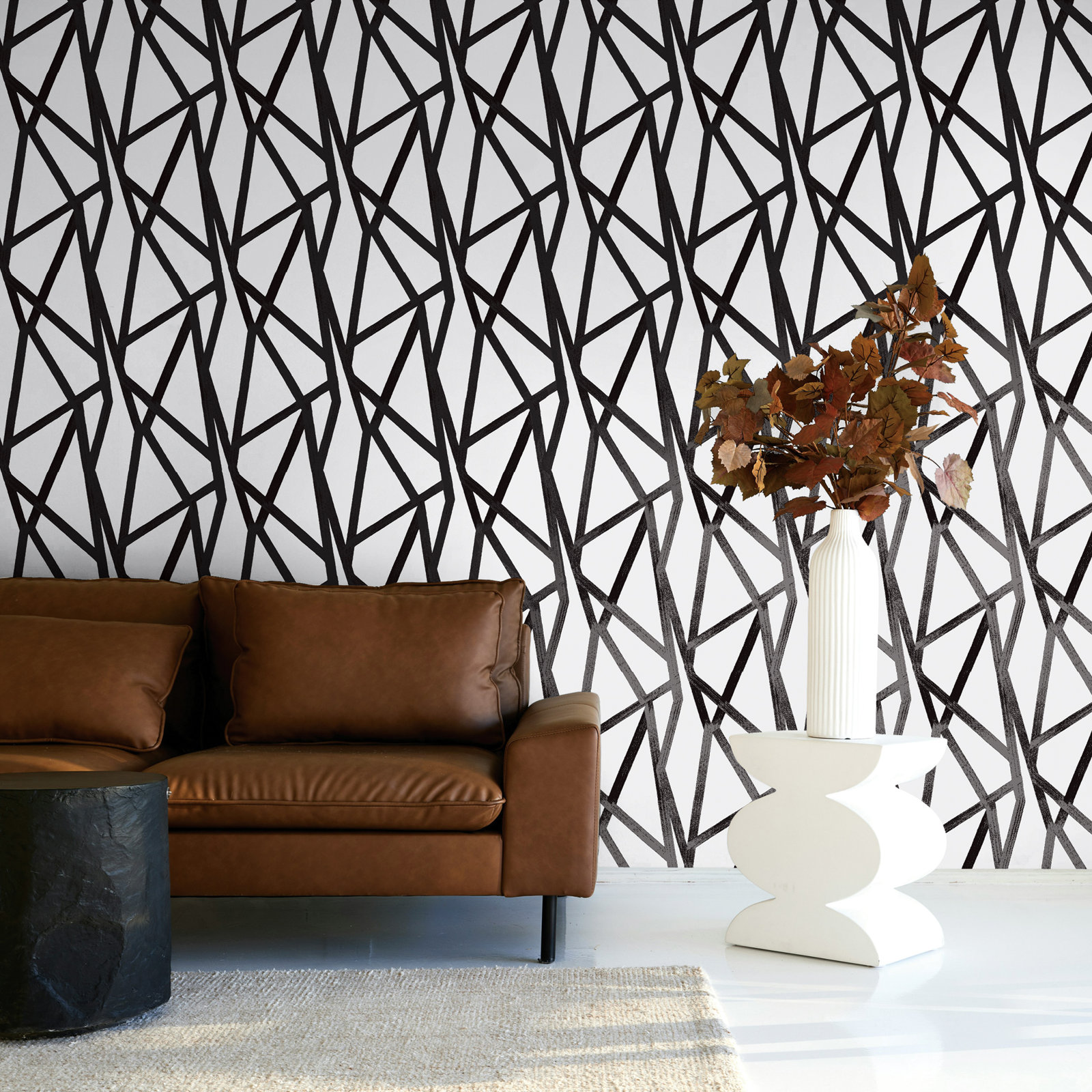 Huey Self-Adhesive Wallpaper Roll, 16.5" L x 20.5" W, Black/White