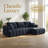 Luxury Chenille L-Shape Sectional Sofa, Dark Blue, 4-Seater Sleeper Couch, Minimalist Design, No Assembly-254693266