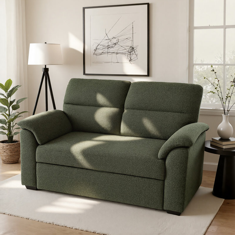 2 Seater Fabric Sofa Bed, Green