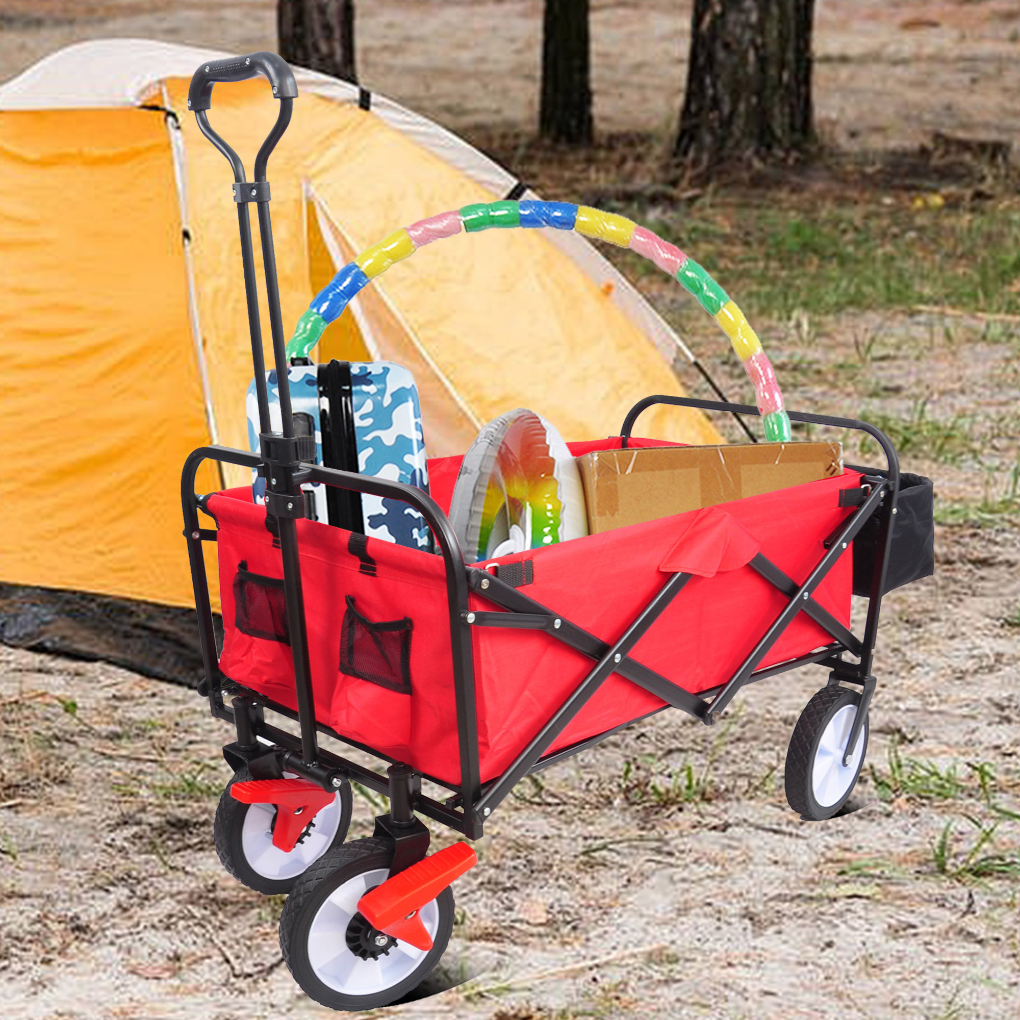 Chariot Remorque Jardin WERKA PRO 52 Litres - 4 Roues Gonflables 260mm - Charge Max 120kg - Structure Acier