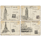 Pimpernel Postcard Sketches 4 Piece Cork Placemat Set