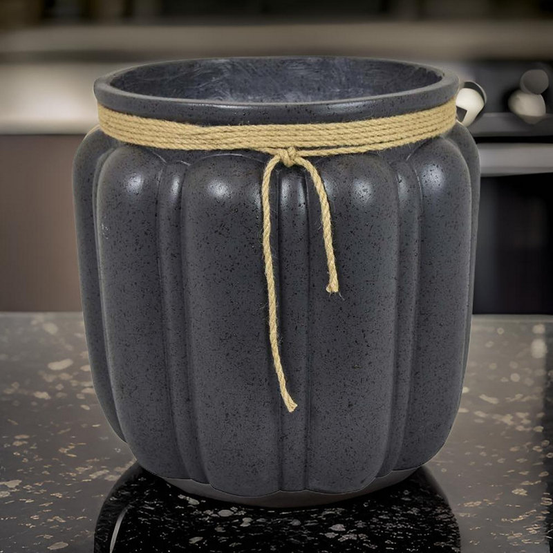 Jardinière Robi Rave, détails en forme de citrouille et corde, résine