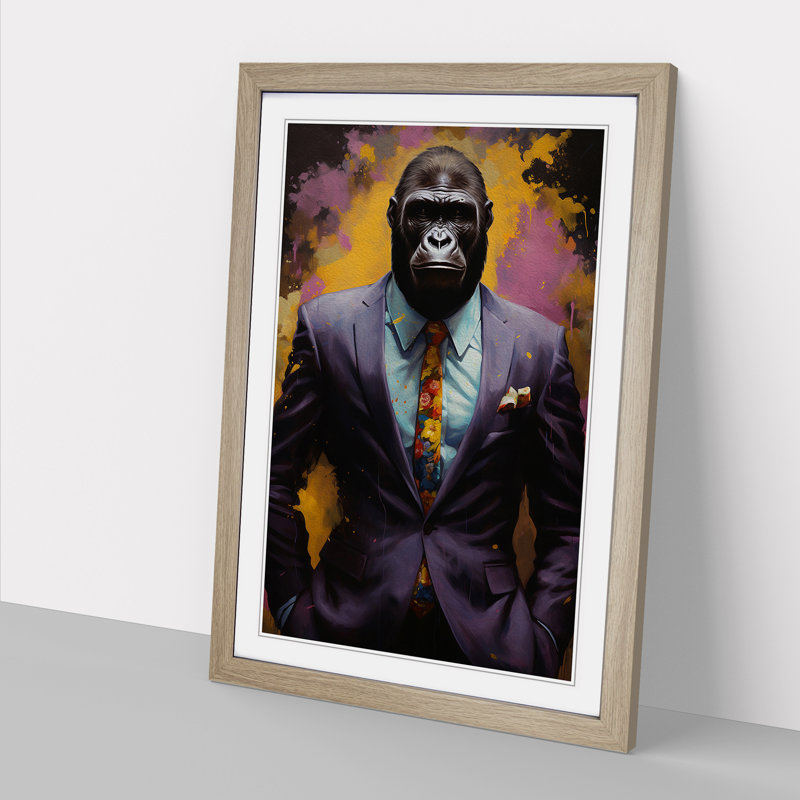 Gorilla in a Suit Painting No.4 - Framed Print, Oak, 46cm H x 34cm W x 2cm D