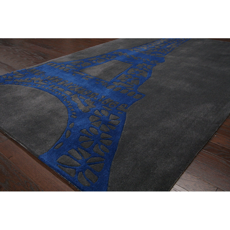 Tapis bleu Panitz Viva La France, 7 pi 7,2 po x 9 pi 6 po