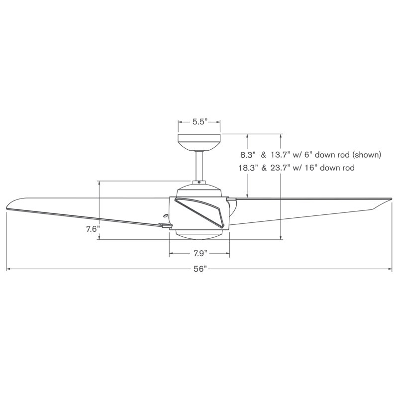 Ambit Downrod Ceiling Fan, Graywash, Satin Brass/Matte White, Wall/Remote Combo Controls