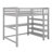 Full Size Loft Bed With Desk And 4-Storage Shelves, Wood Loft Bed Frame With Safety Guard Rail And Under-Bed Desk, Noise Free, No Box Spring Needed-1707473175