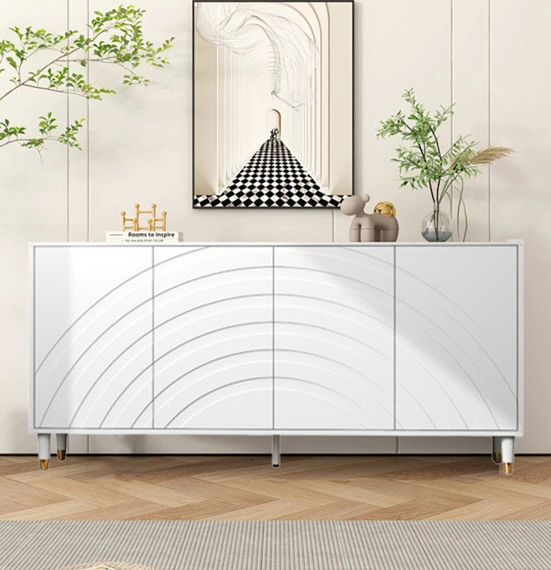 Mercer41 Modern 62 Inches Storage Cabinet with 4 Doors and Shelves ...
