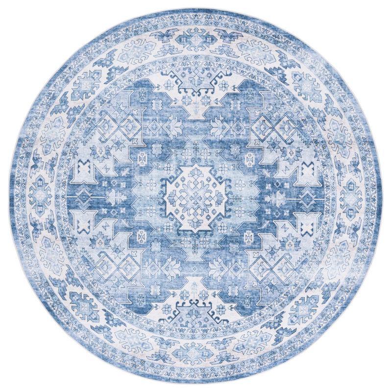 Miljan Performance Machine Washable Oriental Rug, Round 6'