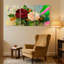 Ensemble de 3 reproductions d'art sur toile, roses et feuilles vertes-2058349153