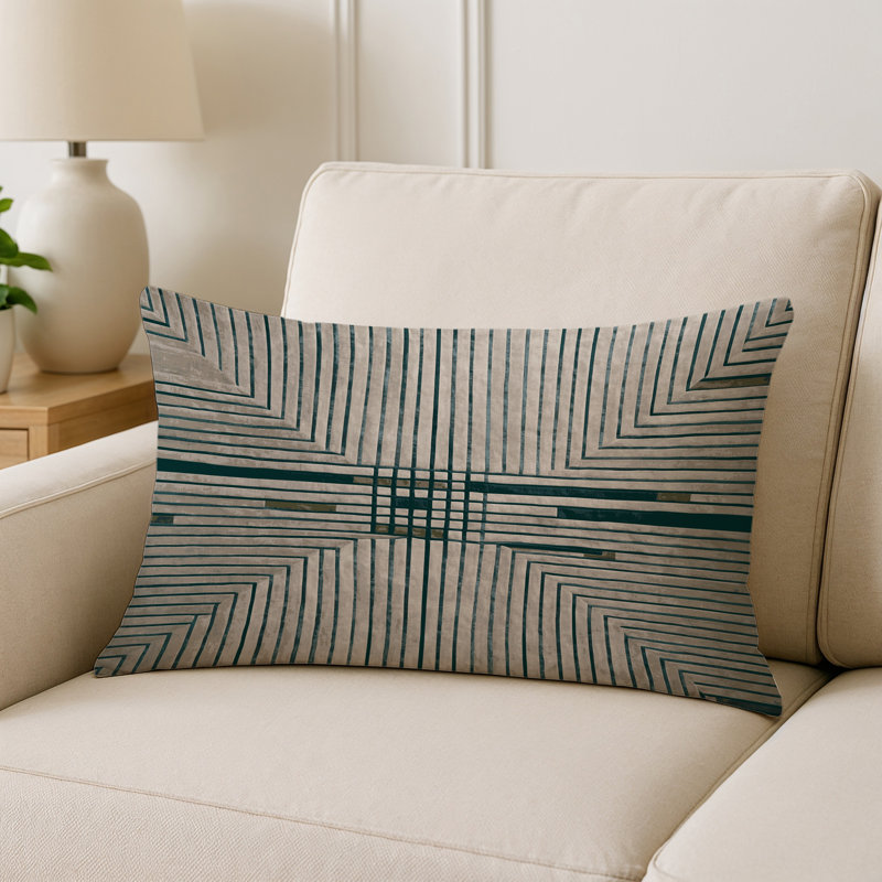 Coussin décoratif intérieur et extérieur Modern, Grey Abstract 12, Rectangle H 25 po x l 18 po