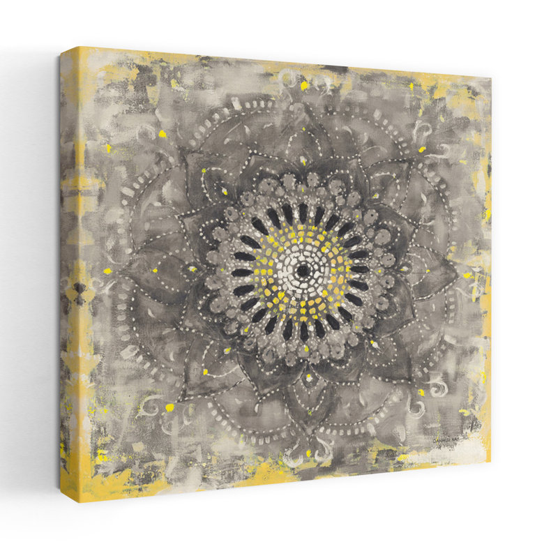 Mandala concentrique gris, art géométrique bohémien, H 24 po x l 24 po