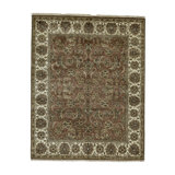 Wool Oriental Area Rug in Olive/Rust/Ivory