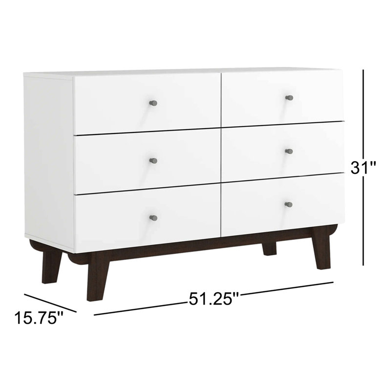 Hasler 47''W 6-Drawer Wood Dresser, Matte White