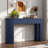 Modern Console Table With Oval Top, 2 Drawers And Fluted Design-2054249500