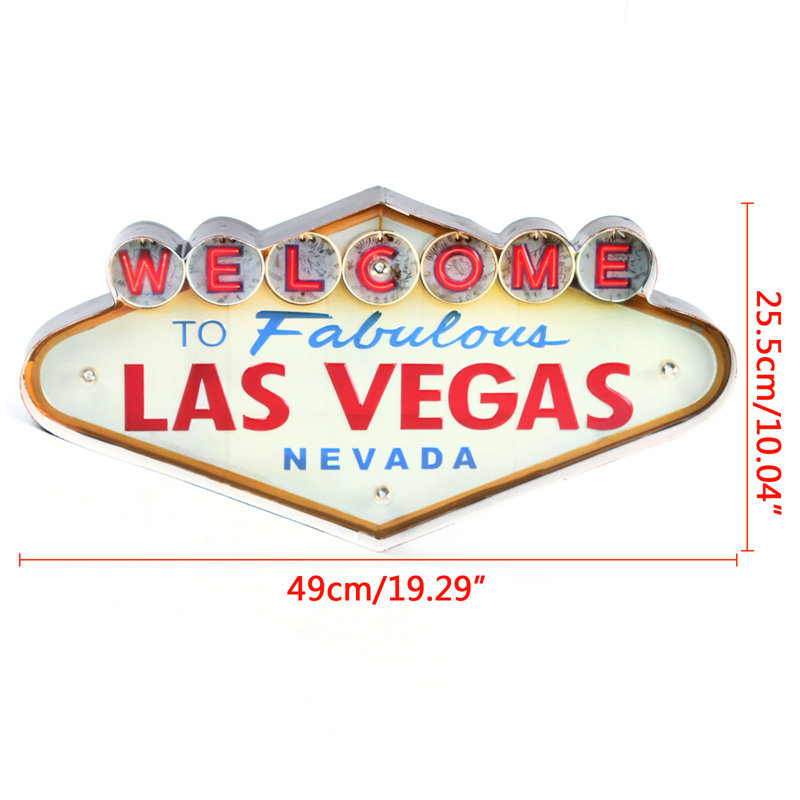 Sign With LED Metal Vintage For Kitchen Bar Decorationlas Vegas Welcome Neon Without Remote Control