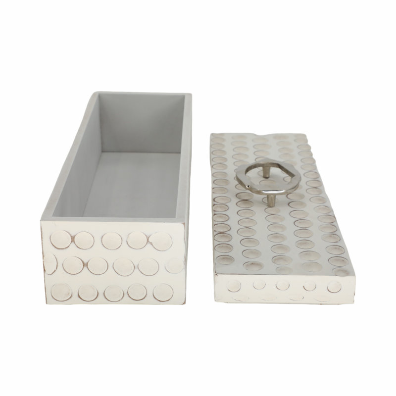 18" Griffon White Wood Box, White