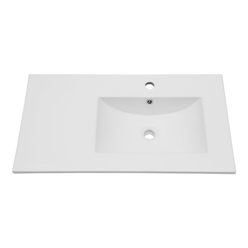 32" L x 18" W Vanity Top Ceramic Bathroom Sink with Faucet Hole and Overflow(Top Only)